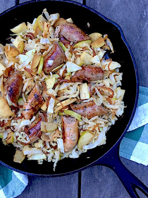 Sausage Cabbage, and Apple Skillet