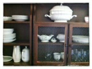 Vintage cabinet with white porcelain / momskitchenhandbook.com