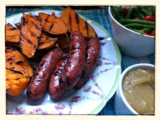 Grilled Sausages and Sweet Potatoes / momskitchenhandbook.com