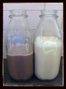 Chocolate and vanilla almond milk