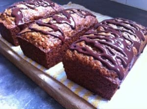 Coconut Date Banana Bread with Chocolate Drizzle
