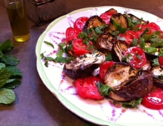Roasted eggplant and tomato salad