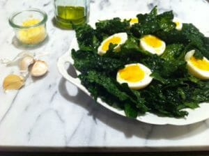 Kale Salad with Garlic Oil, Lemon Salt and Eggs