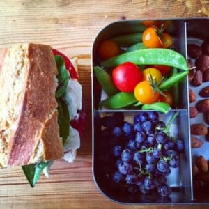 Caprese sandwich with school lunch