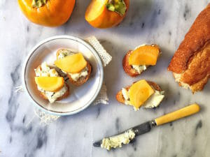 Blue Cheese and Persimmon Crostini
