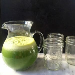 Make green juice with all the bits and bobs of fruits and veggies in the fridge