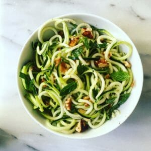 Zucchini Noodle Salad with Lemon, Walnuts and Parmesan