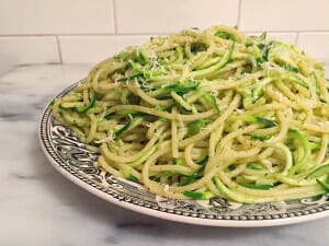 Spaghetti and Spiralized Zucchini with Pesto