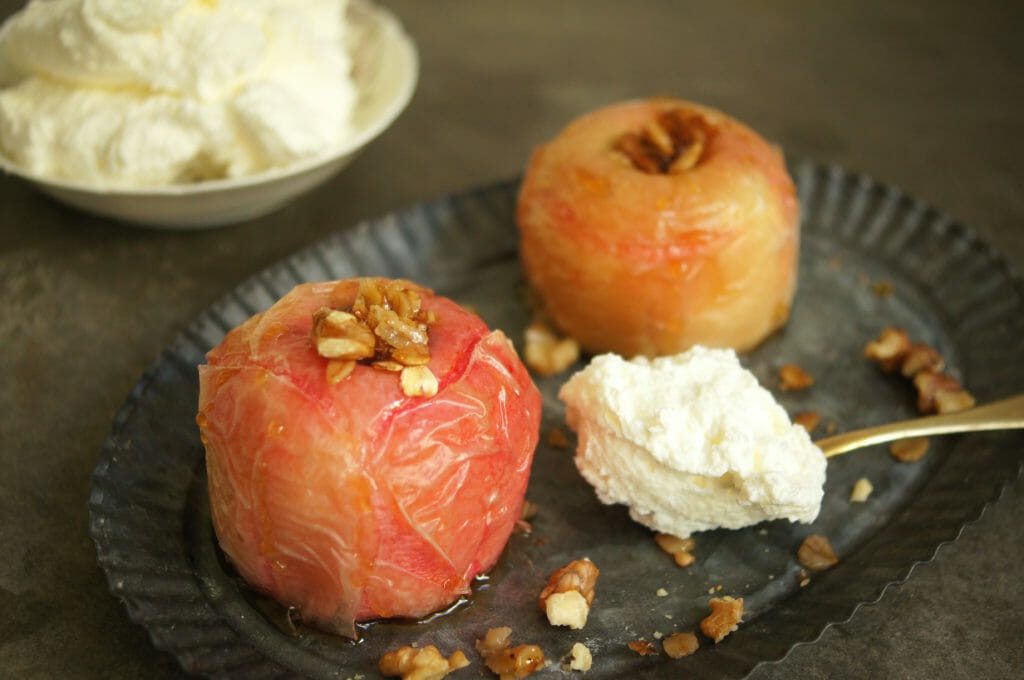 Baked Apples with Creme Fraiche Whipped Cream