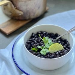 bowl of black beans with cilantro