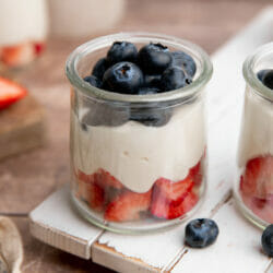 Berries with yogurt whipped cream