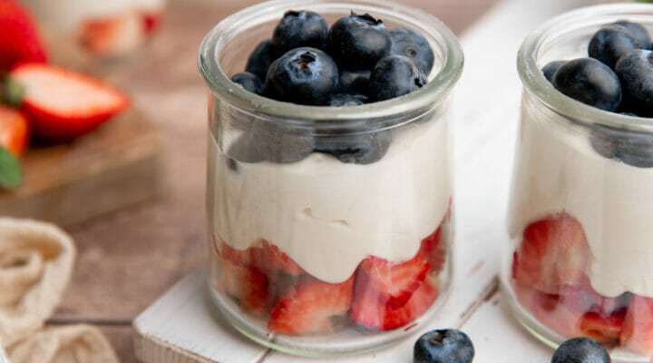 Berries with yogurt whipped cream
