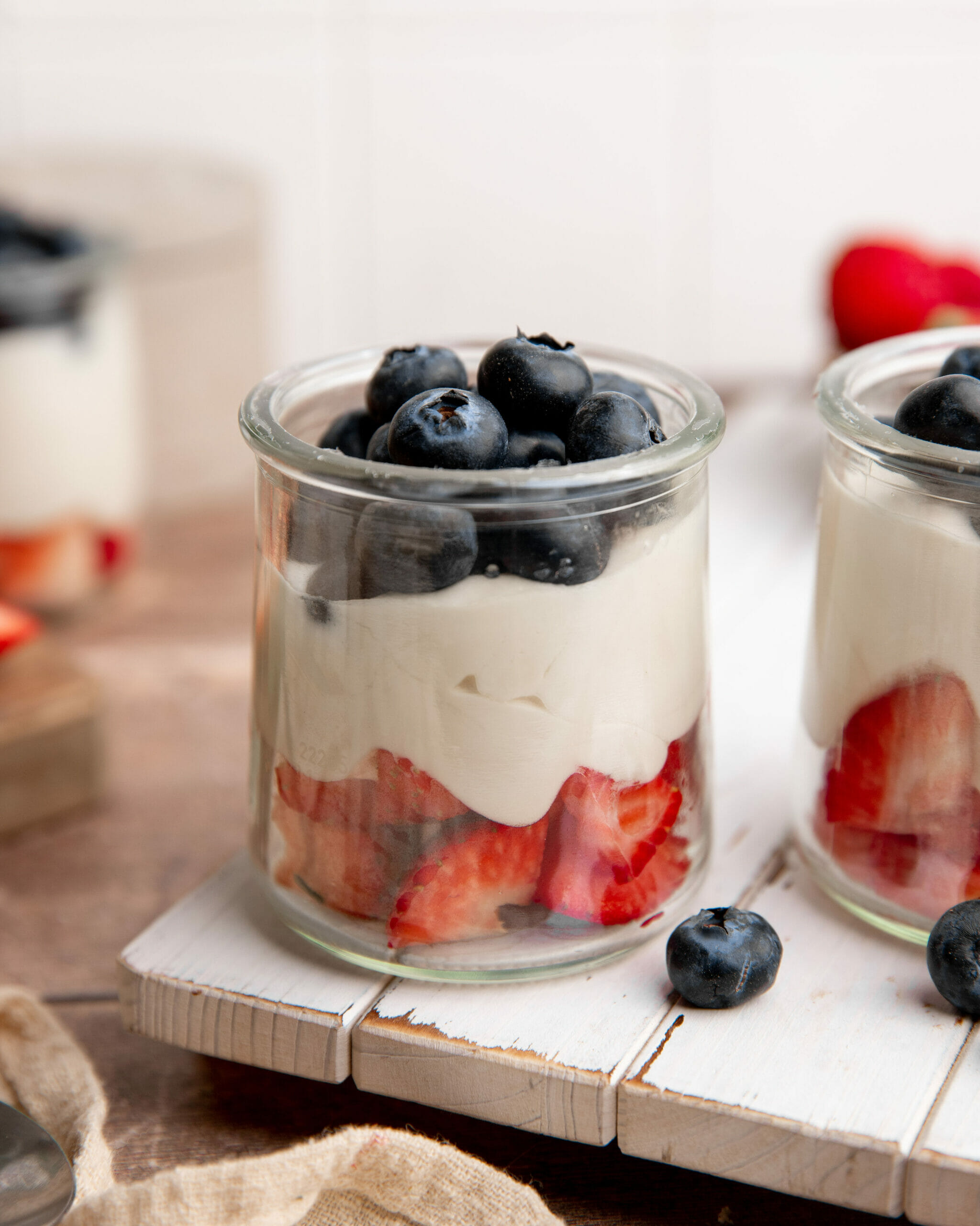 berries with yogurt whipped cream