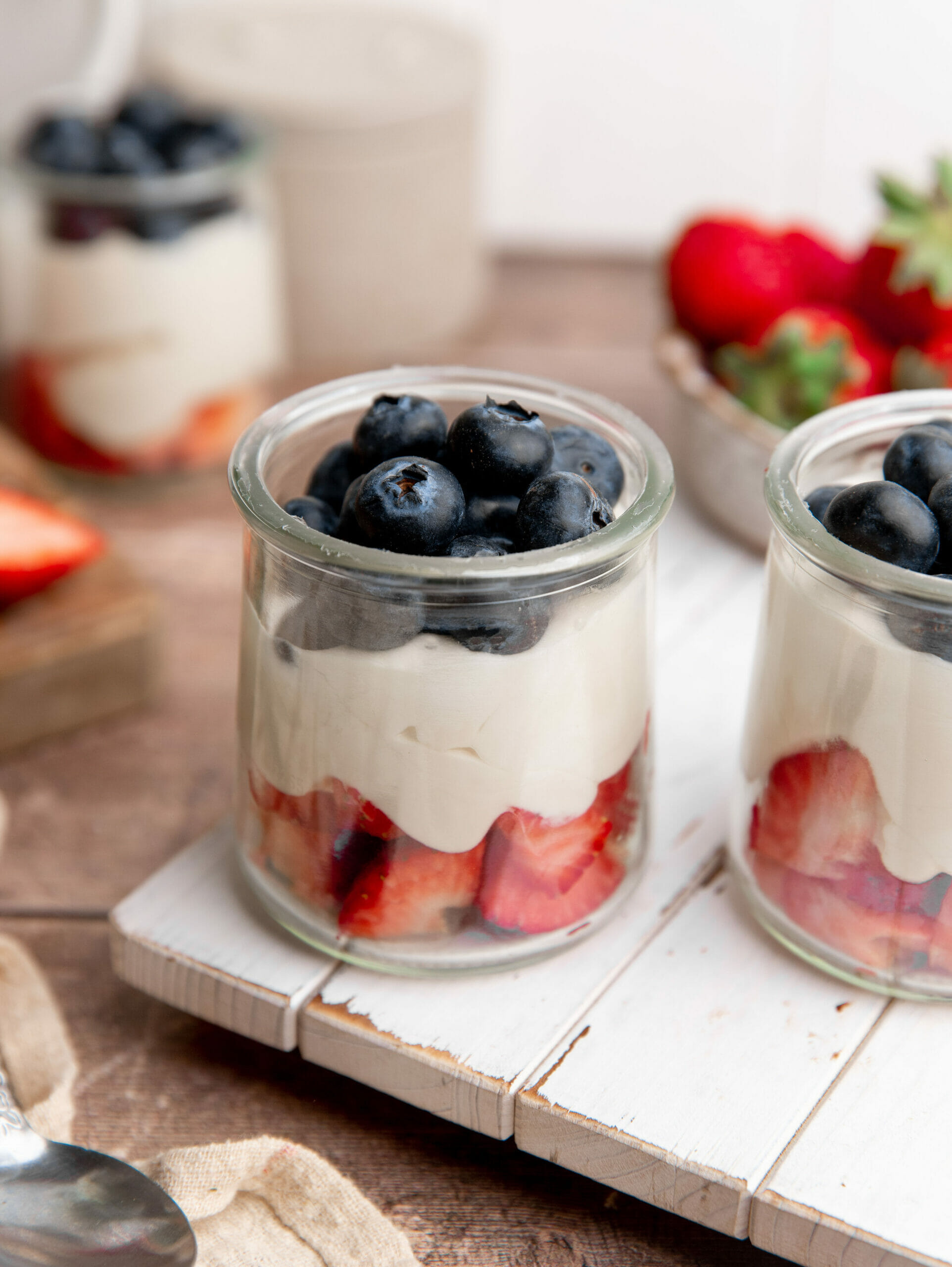 berries with yogurt whipped cream