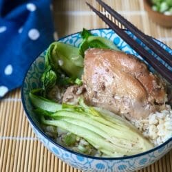 Slow cooker chicken with rice and bok choy