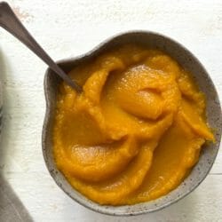 Bowl of pumpkin puree