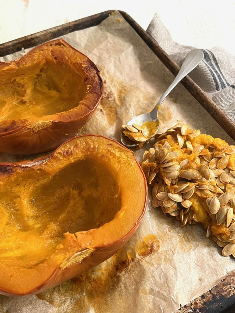 Roasted pumpkin with seeds removed