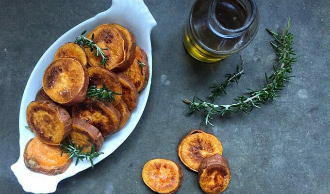 baked sweet potato slices