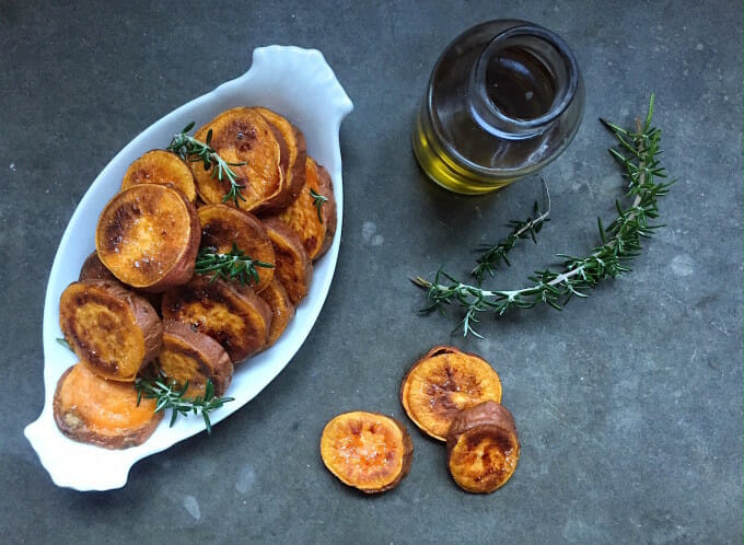 baked sweet potato slices