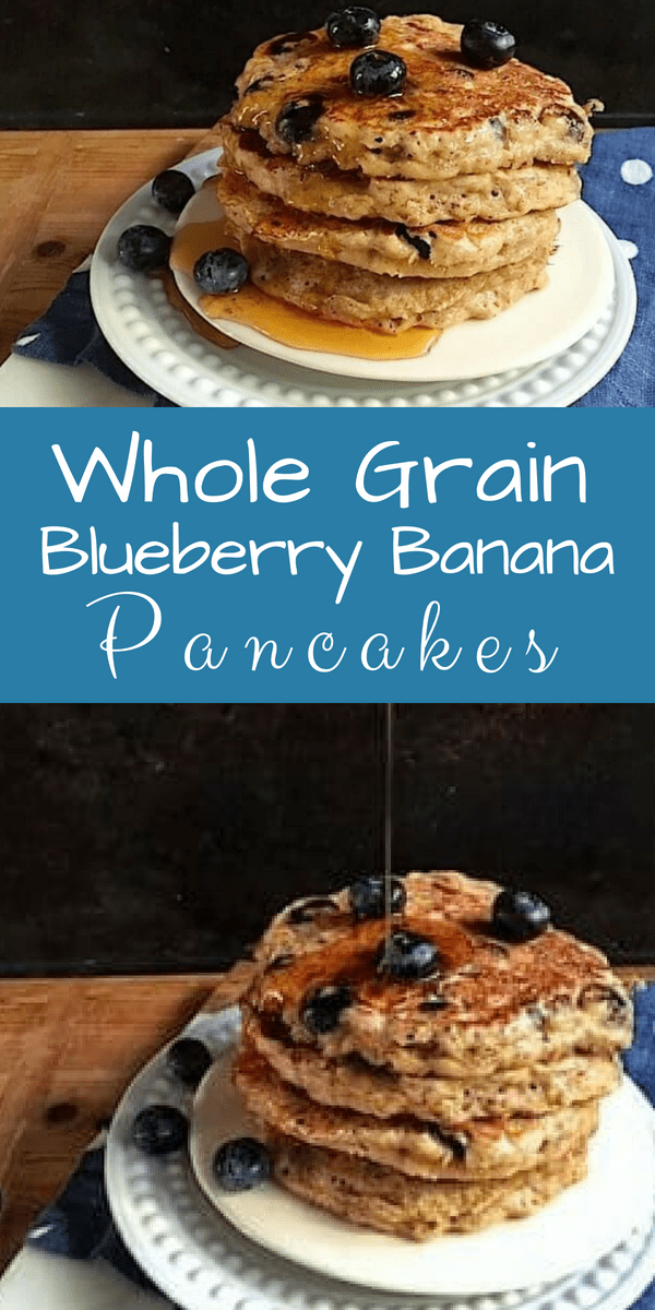 Whole grain blueberry banana pancakes