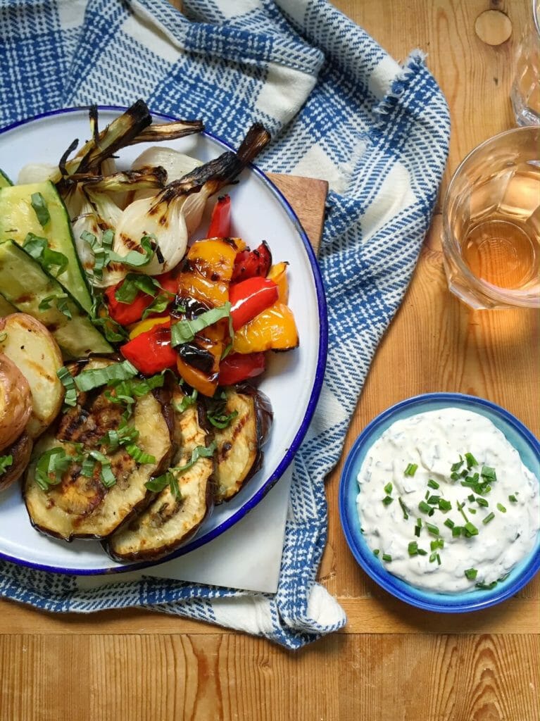 grilled vegetables creme fraiche