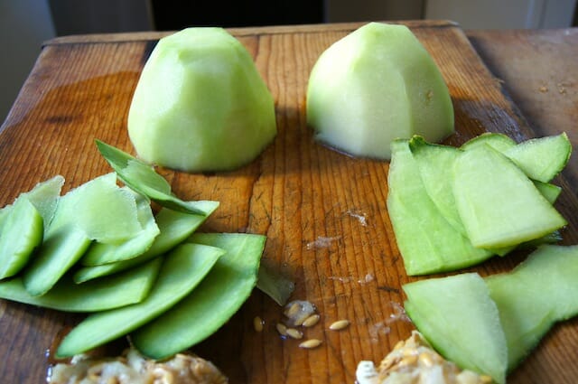 How to cut the rind from a melon