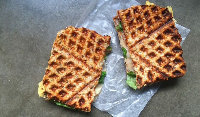 Waffle Iron Grilled Cheese Sandwich