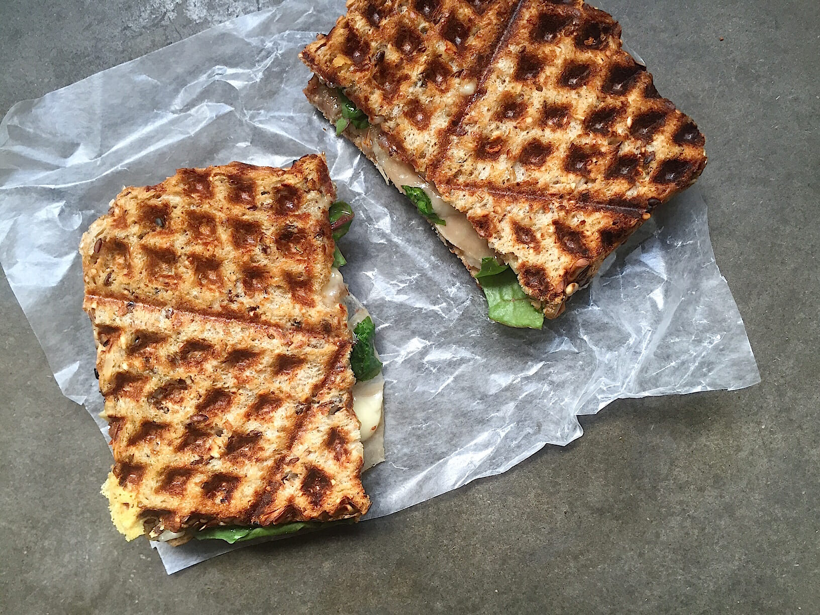 Waffle Iron Grilled Cheese Sandwich