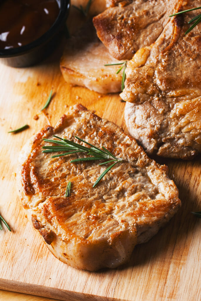 Pork Chops with Ginger Rhubarb Compote