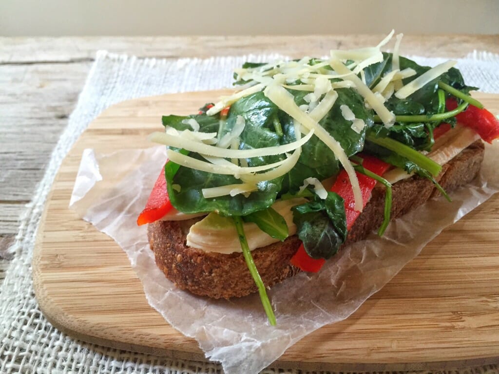 Chicken, Greens, and Gruyere Tartine