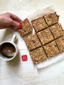 breakfast bars with a cup of tea