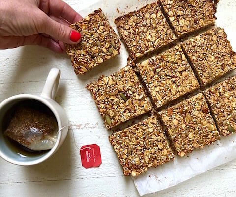 breakfast bars with a cup of tea