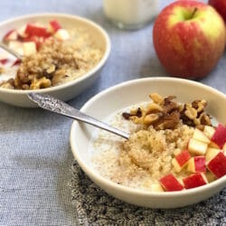 Breakfast Quinoa with Milk, Apples, Nuts, and Seeds