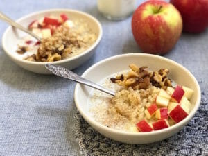 Breakfast Quinoa with Milk, Apples, Nuts, and Seeds