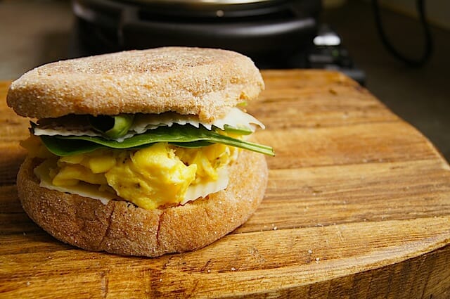 Waffle Iron Egg Sandwich /momskitchenhandbook.com