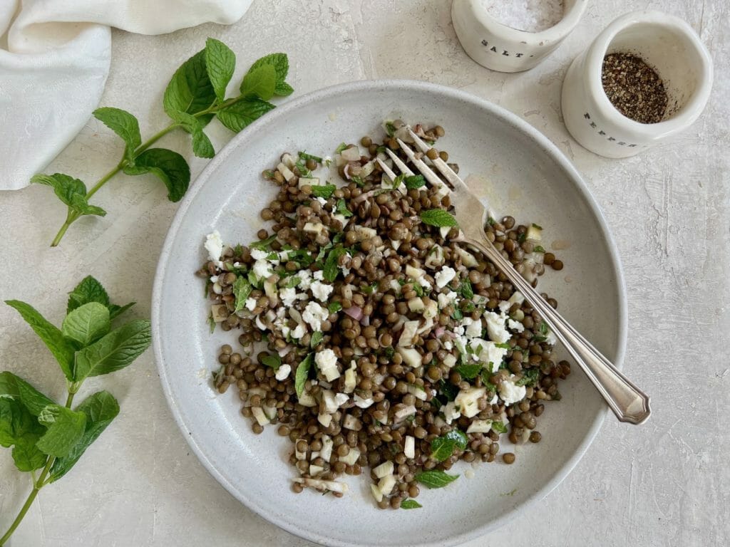 plate of french lentil salad