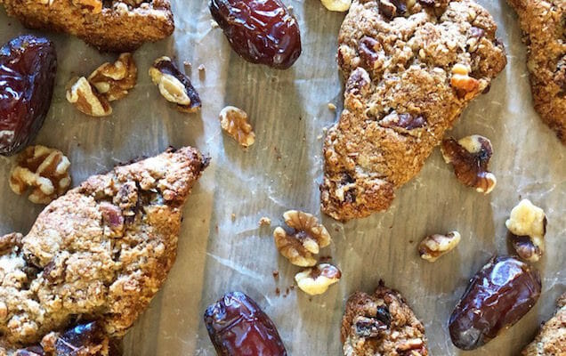 whole grain scones with walnuts and dates