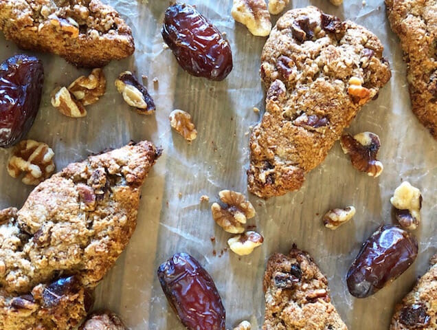 whole grain scones with walnuts and dates
