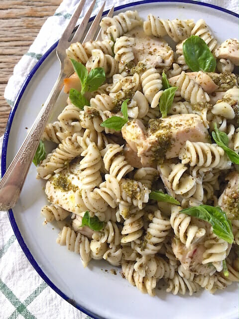 Pistachio Basil Pesto Pasta with Chicken 