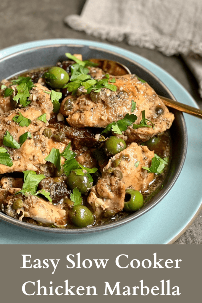 graphic pin for slow cooker chicken marbella