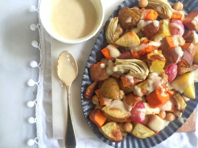 Lemon Tahini Dressing with Root Vegetables