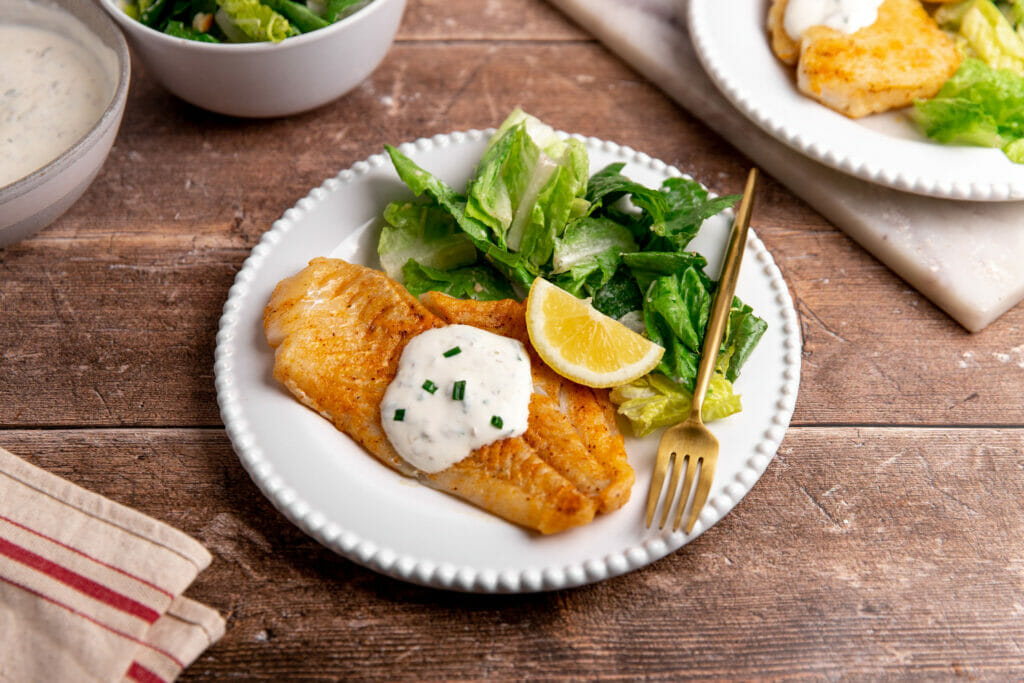 Cajun Fish with Lemon and Tartar Sauce