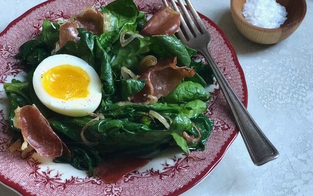 Warm Spinach Salad with Balsamic Dressing