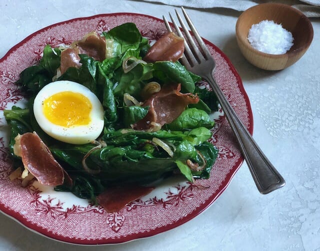 Warm Spinach Salad with Balsamic Dressing