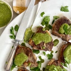 Lamb chops with mint gremolata
