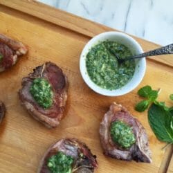 Lamb chops with mint gremolata