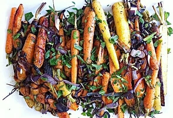 Roasted Carrots with Harissa and Mint