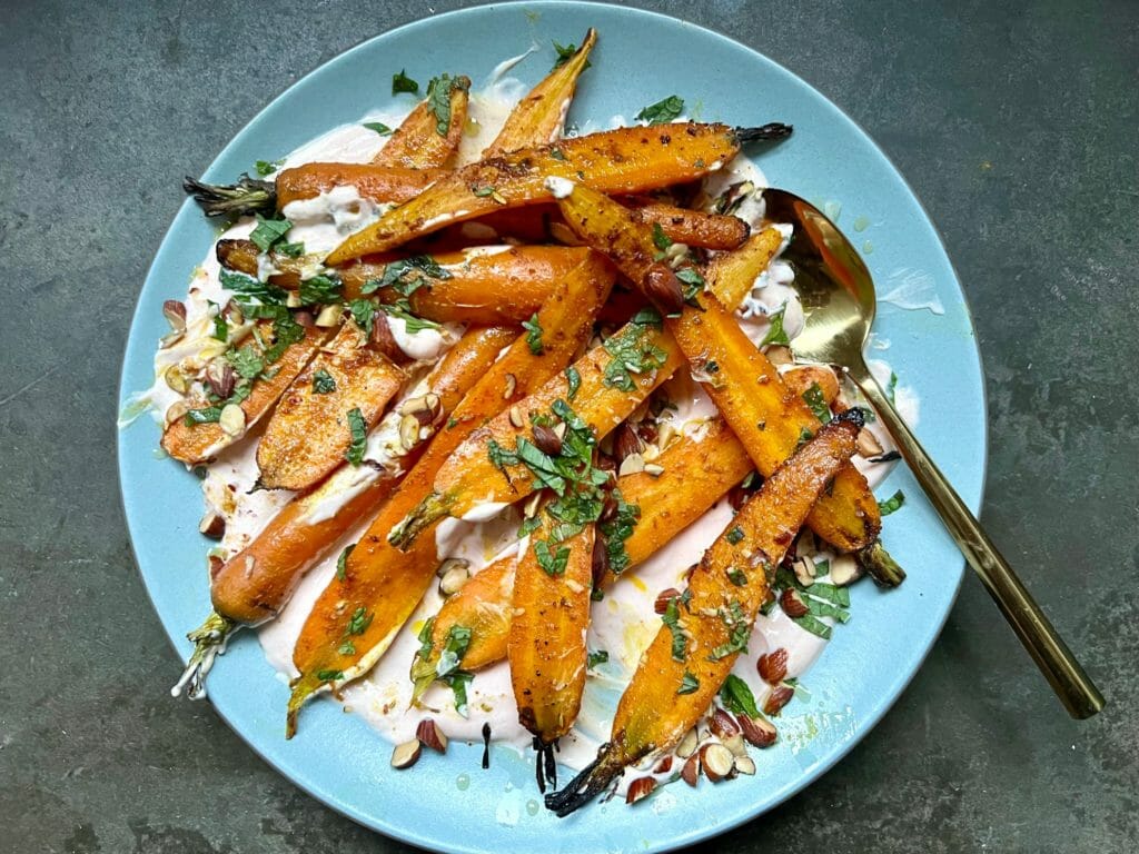 Roasted Carrots with Harissa Yogurt