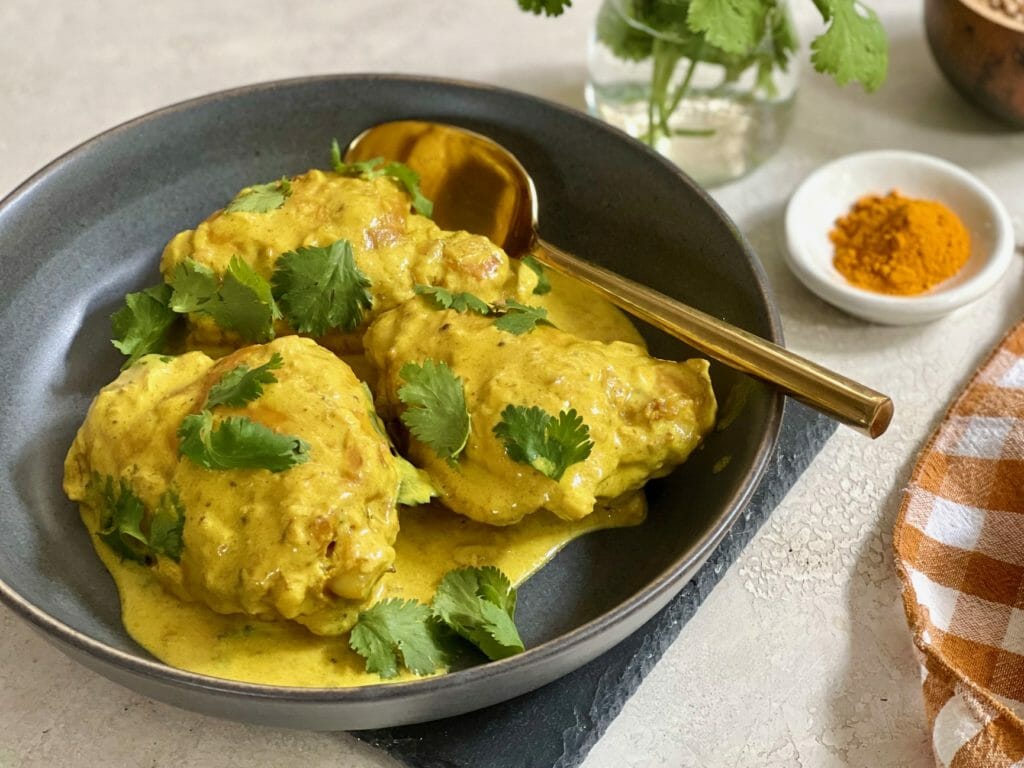 plate of creamy afghan chicken