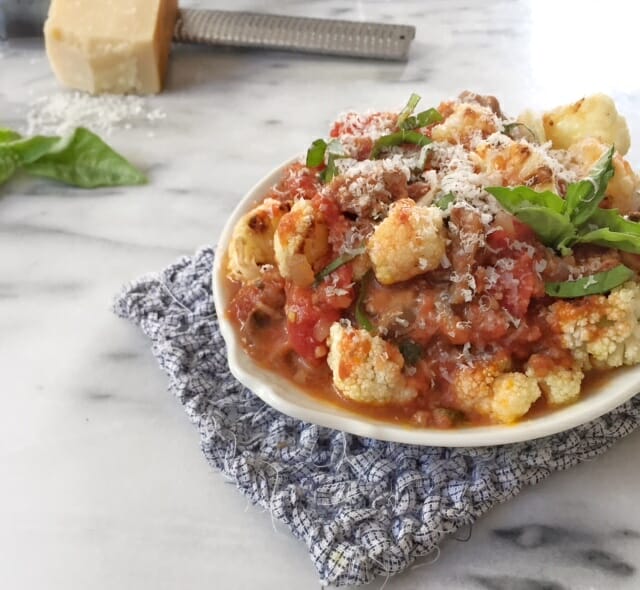 Roasted Cauliflower and Meaty Mushroom Marinara